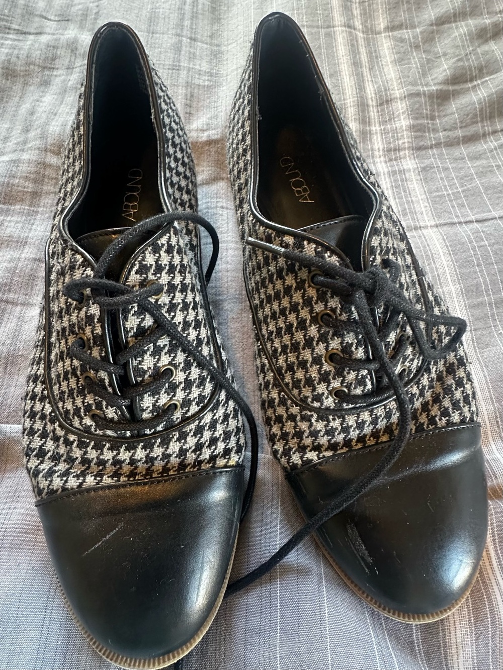 Abound Black & White Houndstooth Lace-Up Flats